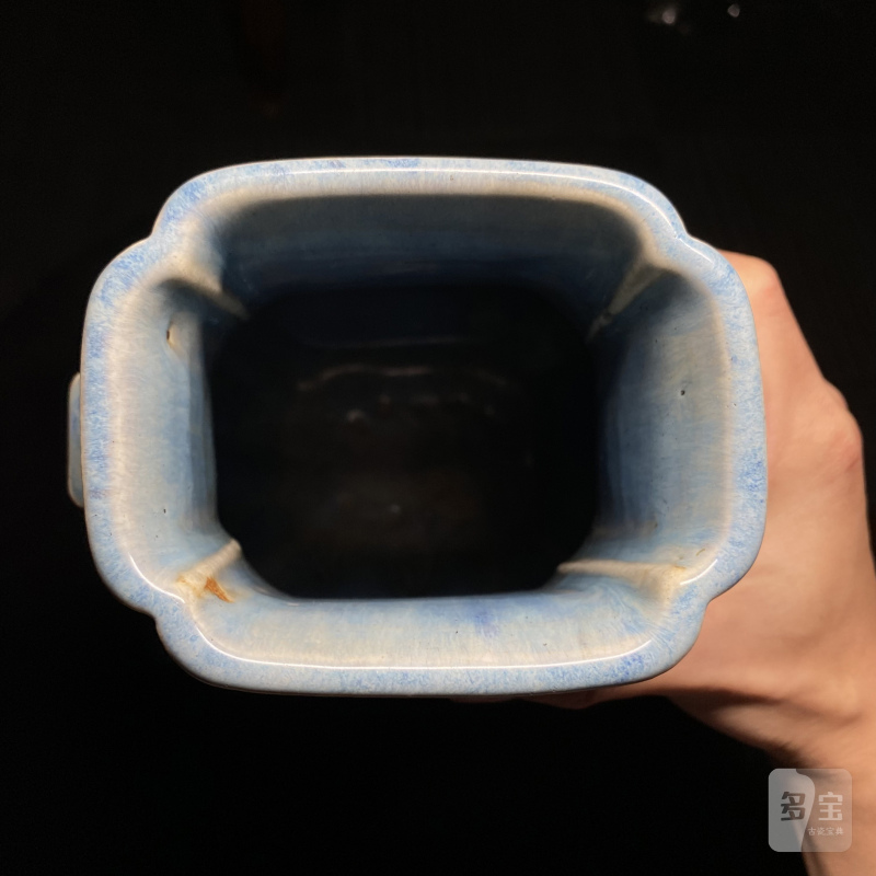 清乾隆 窑变釉杏圆贯耳瓶 - 图12